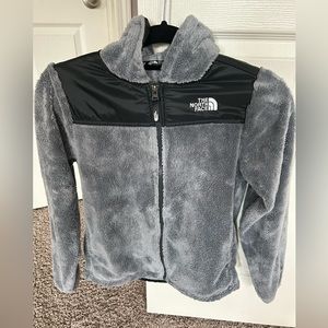 Girls gray North Face fleece jacket.  Size L (14/16)
